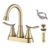 Brushed Gold 4-Inch 2-Handle Bathroom Faucet Set for Vanity Sink, Complete with Pop-up Drain and Supply Hoses - 2 of 4