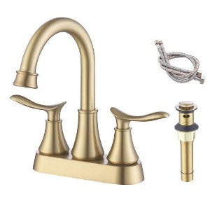 Dual-Handle Centerset Bathroom Faucet with Swivel Spout, Vanity Sink Faucet Set Including Pop-up Drain and Supply Lines - 1 of 4