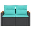 vidaXL Patio Sofa Black Poly Rattan with Cushions/Storage - 2-Seater Outdoor Loveseat, Modular Design - 4 of 4