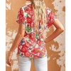 Women's Floral Split Neck Top - Shewin Inc. - 3 of 4