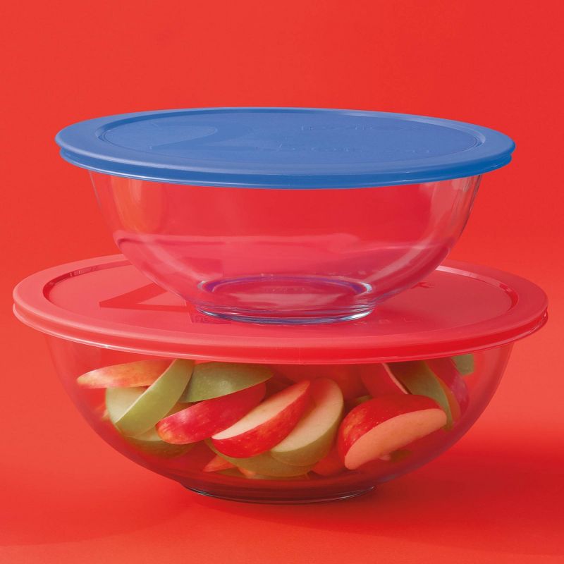 Pyrex 2pc 2.5qt and 4qt Glass Mixing Bowls with Plastic Lids, 4 of 6