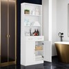 Leovsnove 70-Inch Bathroom Storage Cabinet with Three-Layer Open Shelf, Wooden Pantry with Adjustable Shelf and 2 Drawers - 2 of 4
