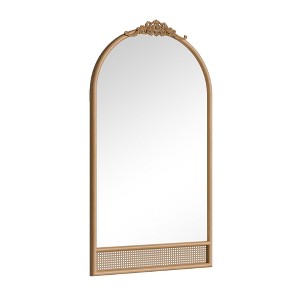 PexFix Classic Carved Arch Wood Frame with Rattan Bottom Wall Mirror - 1 of 4