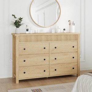 6/7 Drawer Dresser w/ Fluted Design, Wood Chest of Drawers, TV Stand Organizer for Bedroom - 1 of 4