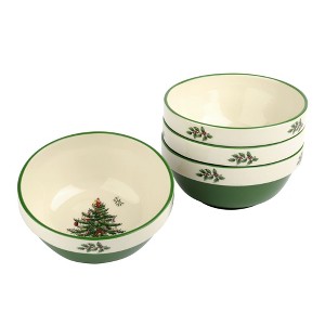 Spode Christmas Tree Collection Stacking Bowls - 5.5-Inch Ceramic Holiday Dinnerware - Set of 4 Bowls - Microwave, Dishwasher, and Freezer Safe - 1 of 4