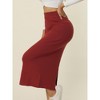 INSPIRE CHIC Women's Elastic High Waist Slit Hem Stretchy Ribbed Knit Bodycon Midi Skirts - 2 of 4