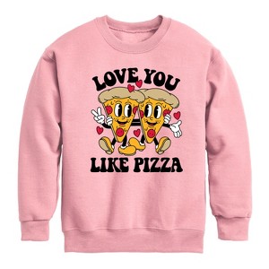 Boys' - Instant Message - Valentine's Day Love You Like Pizza Graphic Long Sleeve Fleece Sweatshirt - 1 of 3