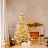 Tangkula 6/7/8 FT Snow-flocked Artificial Christmas Tree w/51/65/81 Sphere Lights 250/350/450 LED Lights - 2 of 4