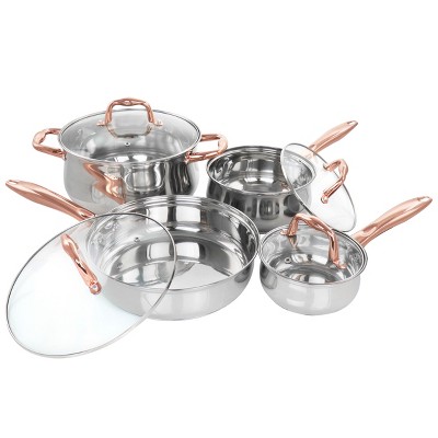 Gibson Home Bransonville 8 Piece Stainless Steel Cookware Set in Chrome and  Bronze