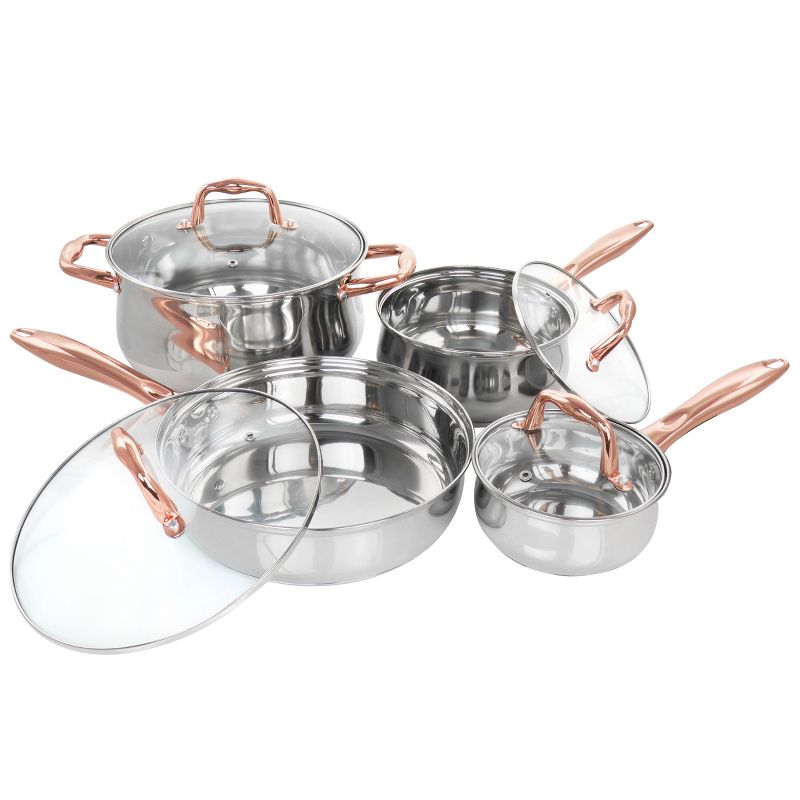 Gibson Home Bransonville 8 Piece Stainless Steel Cookware Set in Chrome and Bronze, 1 of 12