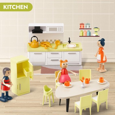 Etokfoks 85pcs Wooden and Plastic Dollhouse Furniture Set for 6 Rooms Modern Pretend Play Accessories for Kids Toddlers Ages 3 and Up — фото 3