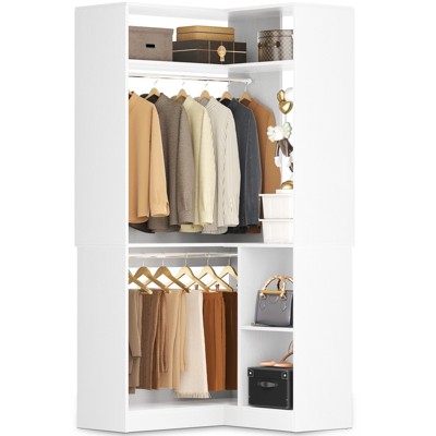 Besiost Corner Closet Organizer with Shelves, Freestanding Closet System