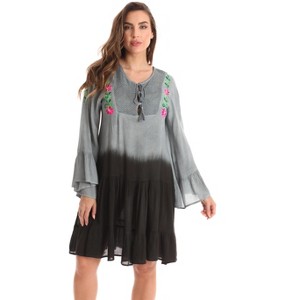 Riviera Sun Womens 3/4 Sleeve Summer Dress - Beach Cover Up Tunic Dress with Embroidery - 1 of 3