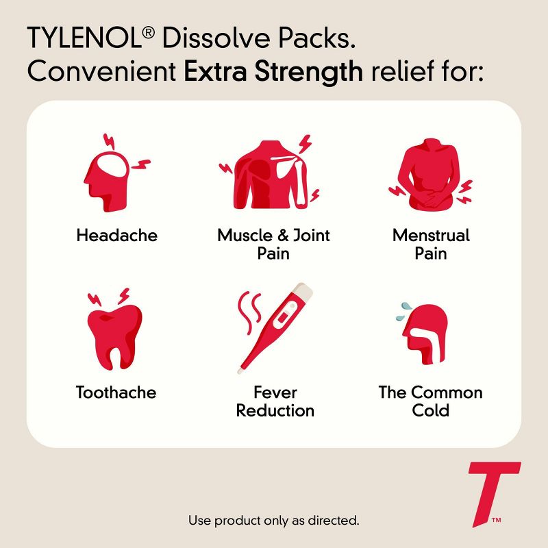 Tylenol Acetaminophen Extra Strength Powder Pack - Berry - 12pk, 5 of 8