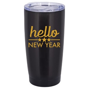 100 North 20 Ounce Stainless Steel On the Go Travel Tumbler With Push Top Lid, Hello New Year Black - 1 of 4