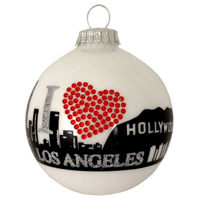 Christmas by Krebs Porcelain White Los Angeles Skyline Christmas Ball Ornament 3.25" (80mm)