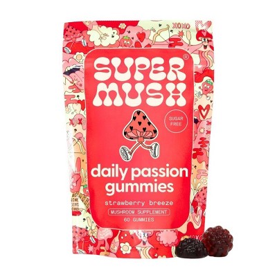 SuperMush Daily Passion Mushroom Supplement Gummies - 60ct/30 Servings