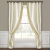 Luxury Mid Century Geo Faux Silk Jacquard Border Window Curtain Panel Ivory/Green Single 52x84 - 3 of 4