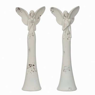 Transpac Rustic Standing Guardian Angel Figurine Set of 2 of 2o Spring Home Decorations