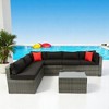 Mshliw 5-Piece PE Rattan Sectional Outdoor Furniture Set, Cushioned U-Sofa with 2 Pillows, Wicker & Cushions for Patio, Backyard, or Balcony - 2 of 4