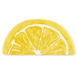 TOWN & COUNTRY PLAY Citrus Slice Lemon Half Circle Shaped Bath Mat, Absorbent Tufted Floor Mat, Machine Washable, Yellow, 34.7"x18.1" - 1 of 4