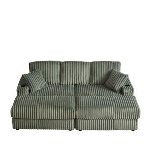 TiramisuBest 87" No-Assembly Oversized Sectional Chaise, Plush Reclining Sofa Bed for Indoor Living Room & Bedroom-Beige - 1 of 4