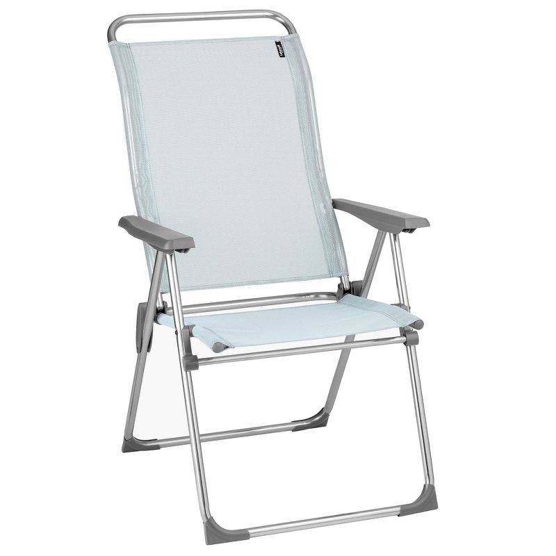 Lafuma Alu Cham Adjustable Lightweight Ergonomic Rust-Free Outdoor Folding Patio Armchair w/5 Seating Positions & Batyline Ventilated Fabric, Sky Blue, 1 of 7