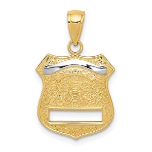 Black Bow Jewelry 14k Yellow Gold and White Rhodium Two Tone Police Badge Pendant - 1 of 4