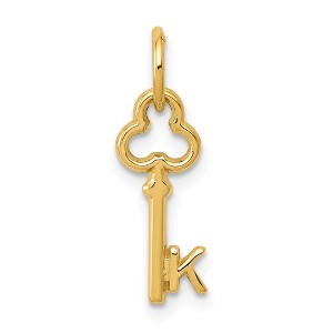 Black Bow Jewelry 14k Yellow Gold, Hannah Collection, Mini Initial K Shamrock Key Charm - 1 of 4
