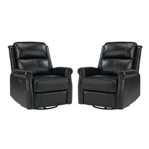 Set of 2 Lorenzo Genuine Leather Power Rocking Recliner | ARTFUL LIVING DESIGN - 1 of 4
