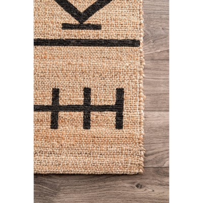 Handmade Tufted Oriental Cotton Runner Rug in Black