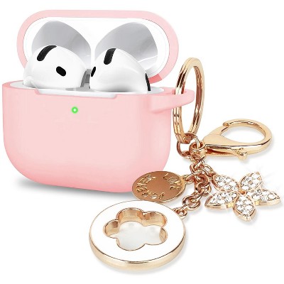 BONGEEK Silicone Apple Airpods 4th Generation - VOTILE 2026 Bling Cover with Keychain, Earbuds Charging Accessory for Women Girls - Pink