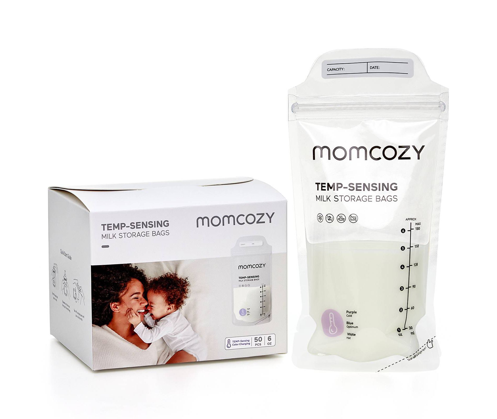 Momcozy Temp-Sensing Breast Milk Storage Bags - 50ct