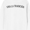 Modelo Wine, Glasses, Mosaic glass background EST 1925, Viva La Tradicion on White Long Sleeve Adult crew neck - 4 of 4