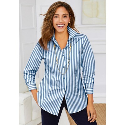 Jessica London Women's Plus Size Wrinkle-Free Stretch Poplin Shirt