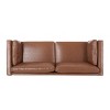 Warbler Contemporary Faux Leather Upholstered 3 Seater Sofa Cognac Brown/Espresso - Christopher Knight Home: Low-Profile, Tapered Legs - 4 of 4