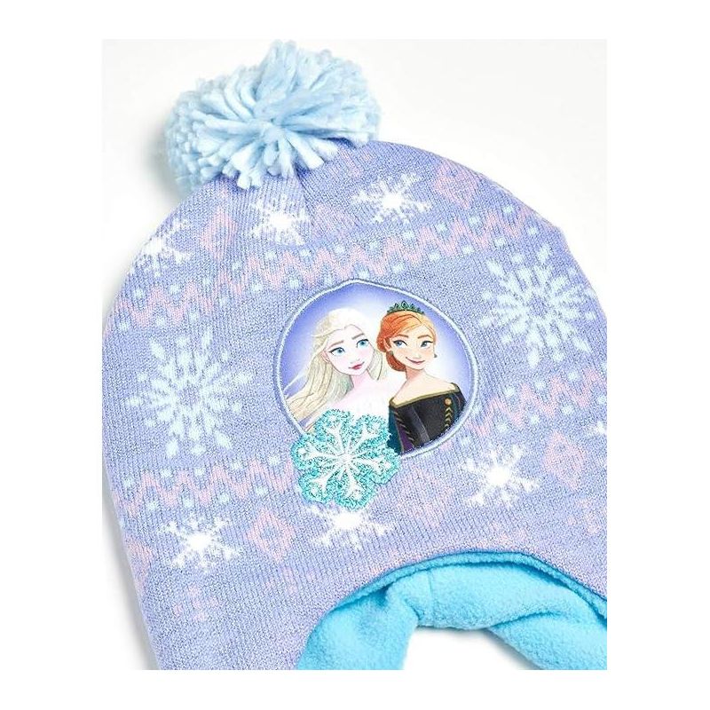 Frozen Elsa and Anna Beanie Hat and Gloves Cold Weather Set, (Ages 2-7), 3 of 5