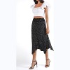 Women's Flowy Handkerchief Hem Midi Skirt - Asymmetric Boho Chic A-Line Skirt Black Polka Dots - 4 of 4