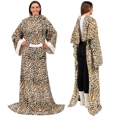 PAVILIA Wearable Blanket with Sleeves for Women Men Adults, Warm Soft Plush Snuggle Pocket Sleeved TV Throw
