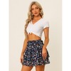 INSPIRE CHIC Women's Layered Ruffle Hem Elastic Waist A-Line Skater Floral Mini Skirt - 2 of 4