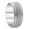 Pompeii3 8mm 14k White Gold Brushed Two Line Ring Mens Wedding Band - 3 of 4
