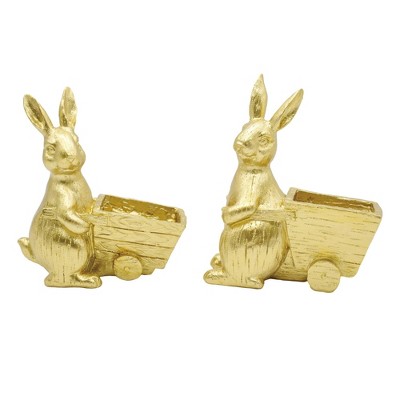 Transpac Resin Easter Bunny w/Cart Set of 2 Home Decorations Easter