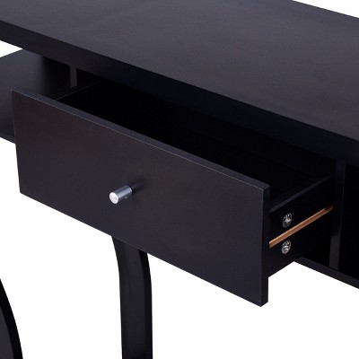 Black Modern Wood Console Table with Drawer Storage