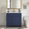 Wooakway 36"L Blue Modern Bathroom Vanity with Top Sink 2 Drawers Tip Out Storage - 3 of 4