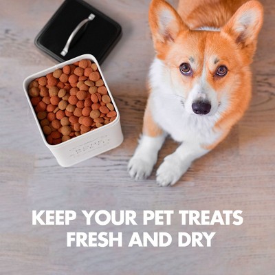 White and Black Metal Pet Treat Canister, 36 oz