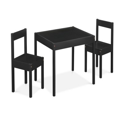 Lirago Kids Wood Table and 2 Chairs Children Activity Table Toddler Furniture Set for Creative Play and Learning Black