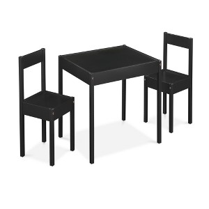 Lirago Kids Wood Table and 2 Chairs Children Activity Table Toddler Furniture Set for Creative Play and Learning Black - 1 of 4