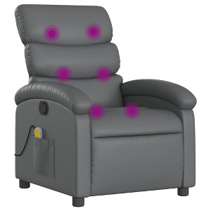 vidaXL Massage Recliner Chair, Adjustable Backrest/ Footrest, Gray Leather Reclining Sofa - 1 of 4