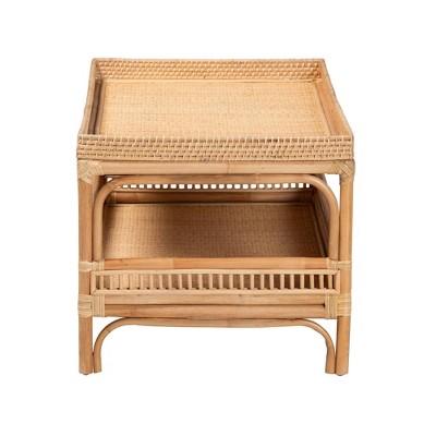 Lombok Natural Rattan Rectangular Coffee Table with Shelf
