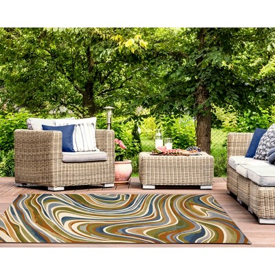 Serenity Swirls Abstract Indoor/Outdoor Rug 3'3" x 4'11"